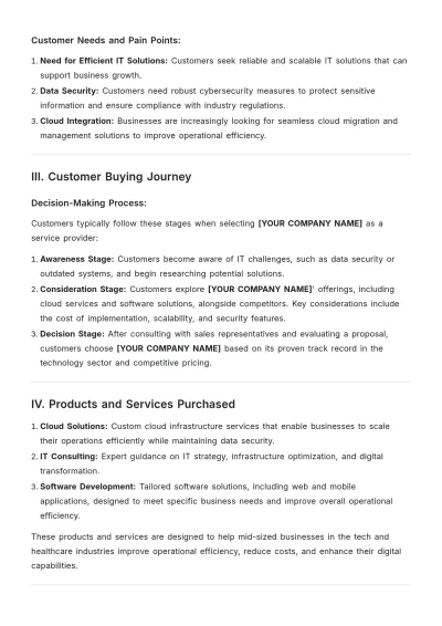 Free Company Customer Profile Template to Edit Online