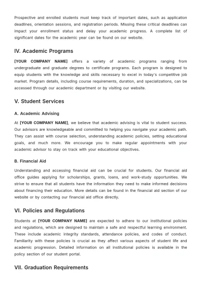 Free Education Student Handbook Template to Edit Online