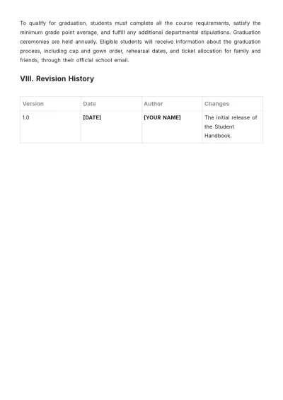 Free Education Student Handbook Template to Edit Online