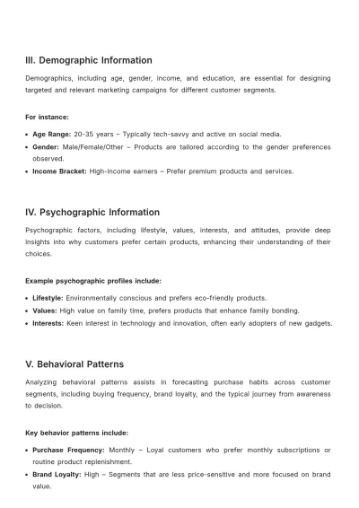 Free Segmented Customer Profile Template to Edit Online