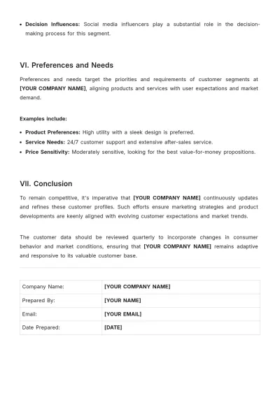 Free Segmented Customer Profile Template to Edit Online