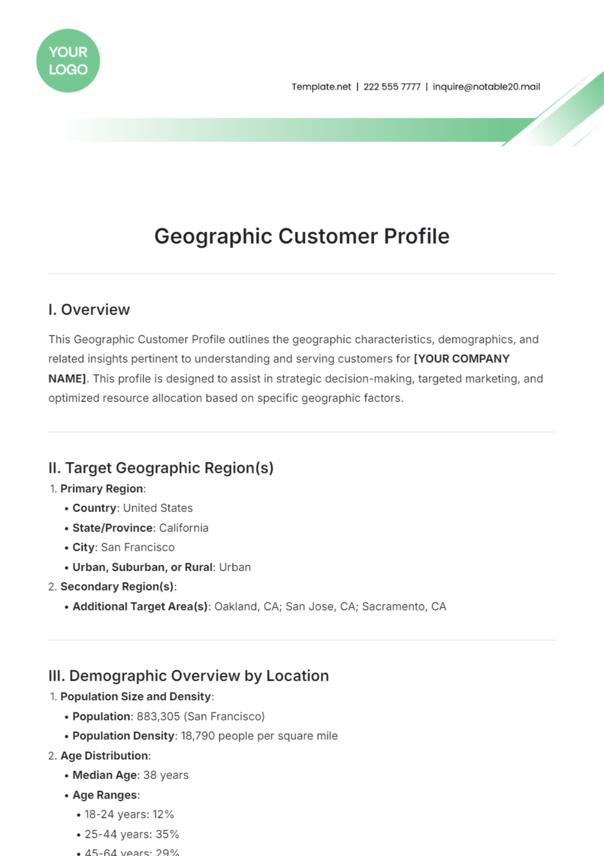 Geographic Customer Profile Template - Edit Online & Download