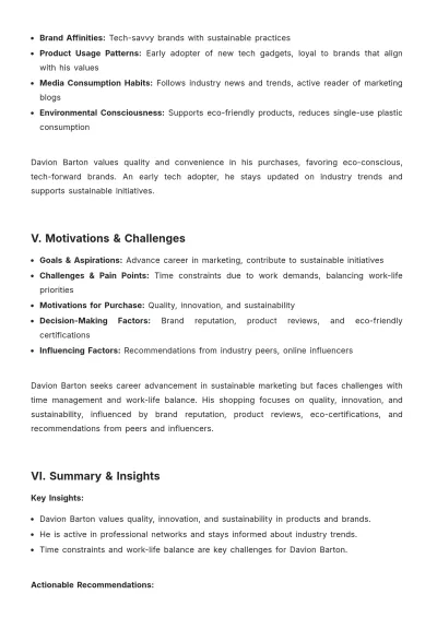 Free Psychographic Customer Profile Template to Edit Online