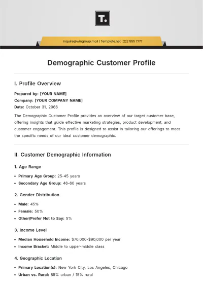 Free Demographic Customer Profile Template to Edit Online