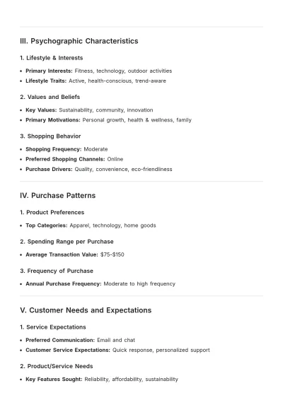 Free Demographic Customer Profile Template to Edit Online