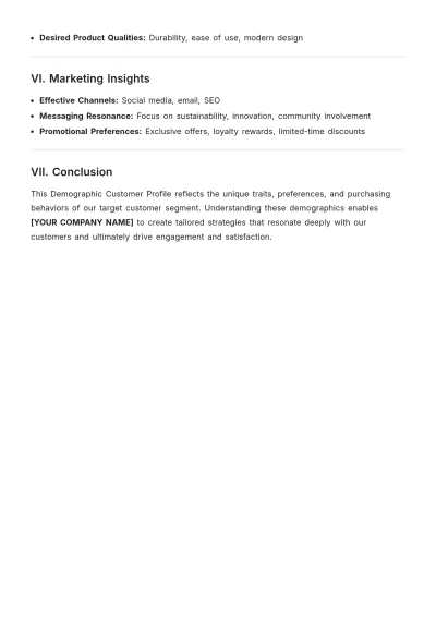 Free Demographic Customer Profile Template to Edit Online