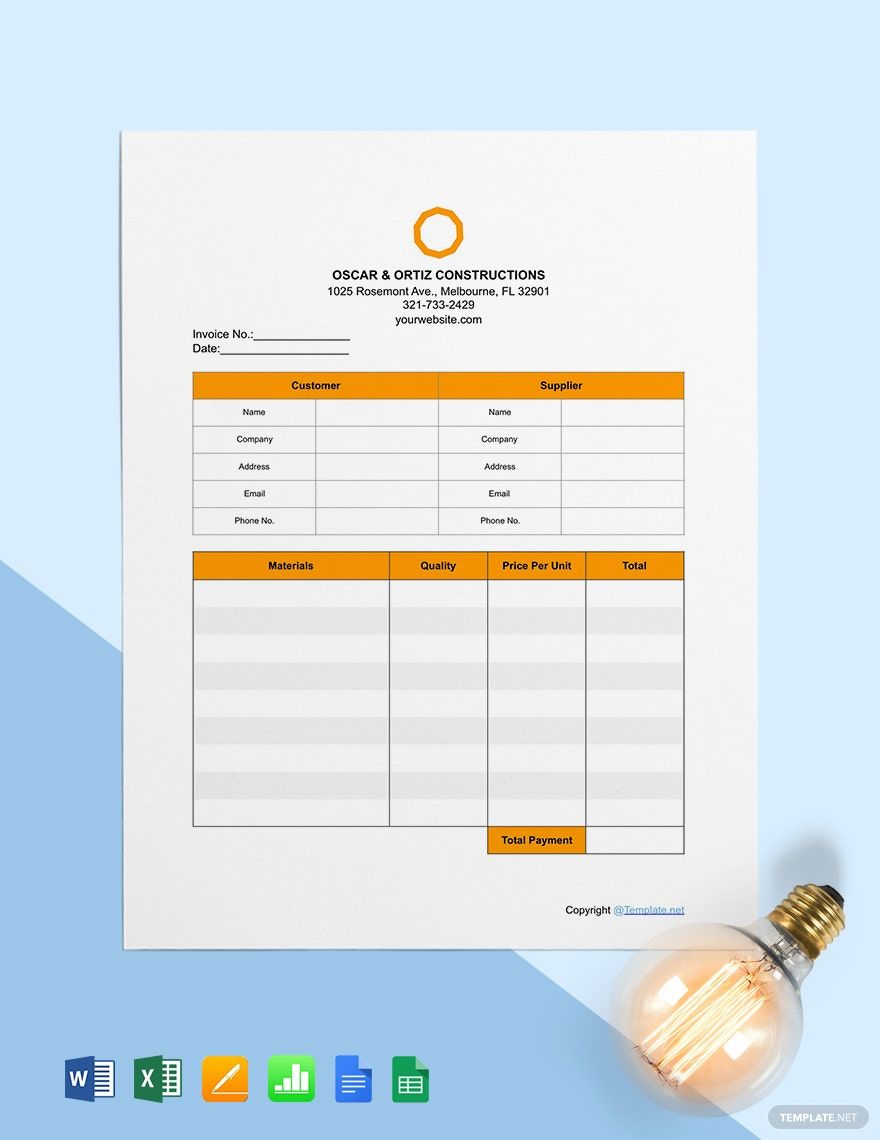 Basic Construction Invoice Template