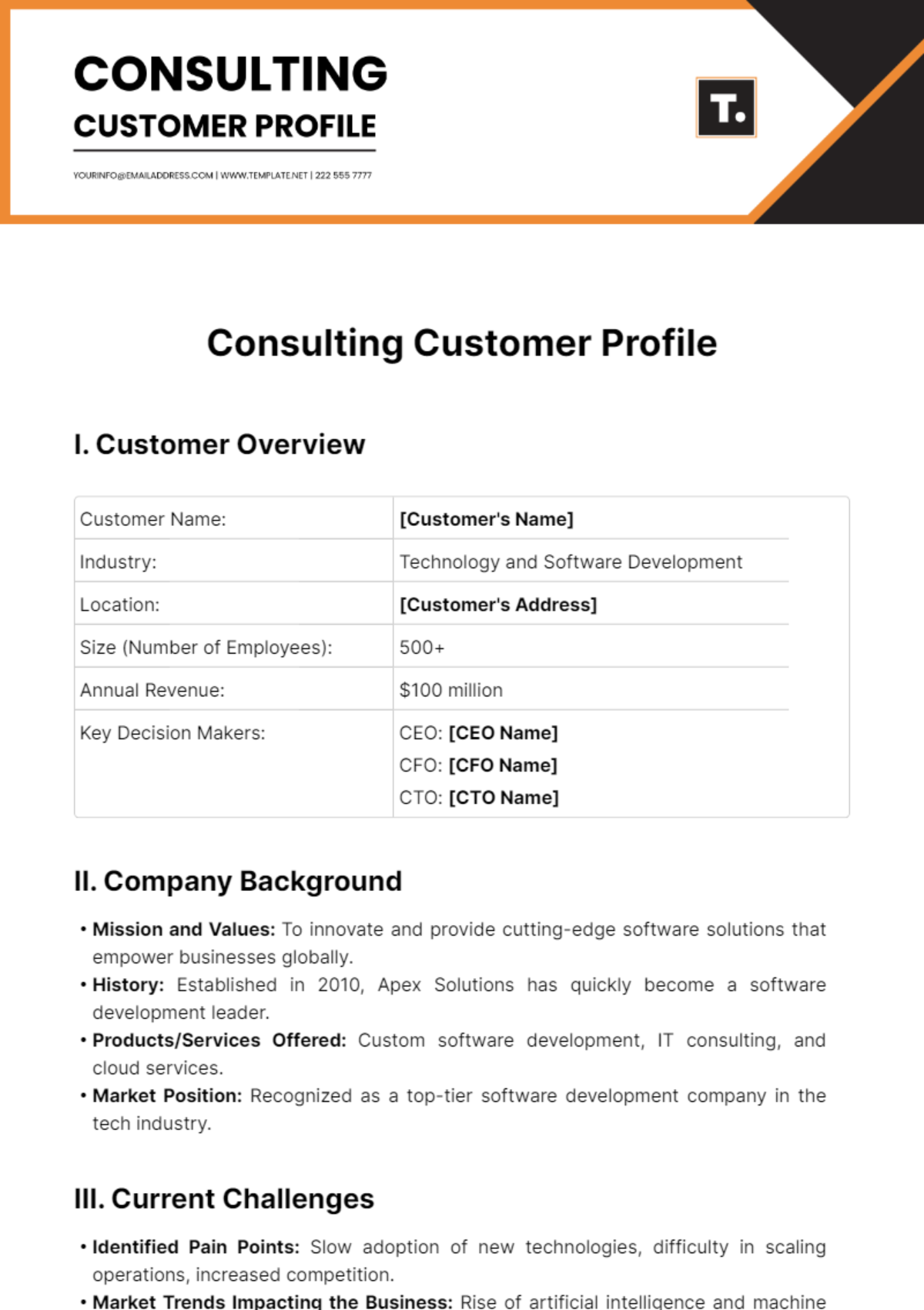 Consulting Customer Profile Template