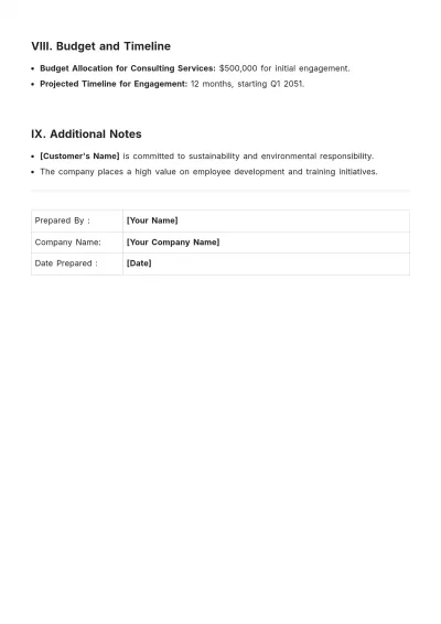 Free Consulting Customer Profile Template to Edit Online