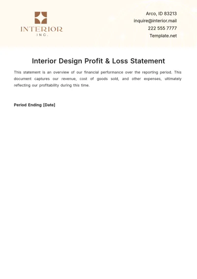 Free Interior Design Profit & Loss Statement Template to Edit Online