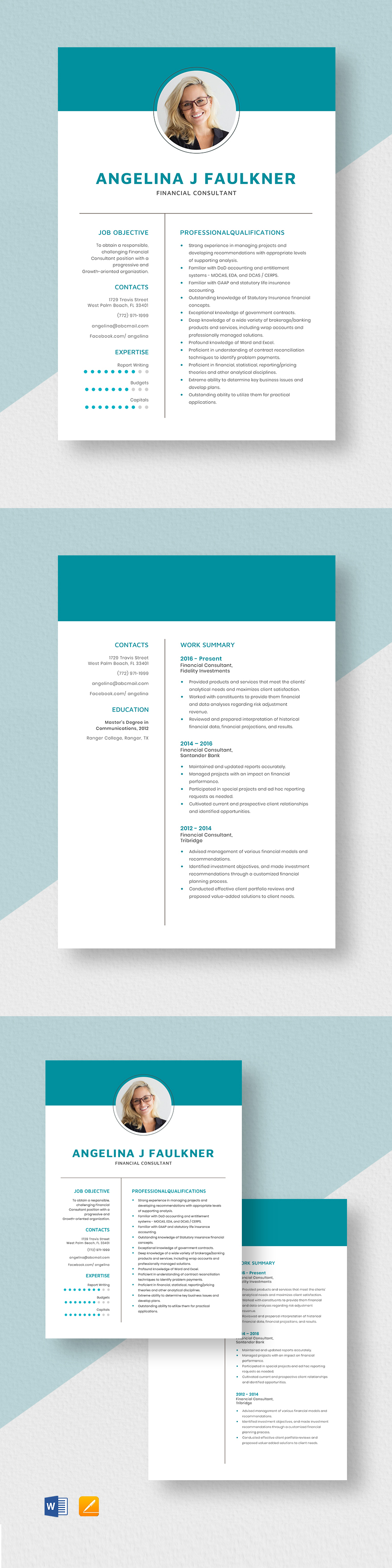 Financial Consultant Resume Template Word Apple Pages Template Net   Financial Consultant Resume Template 1 