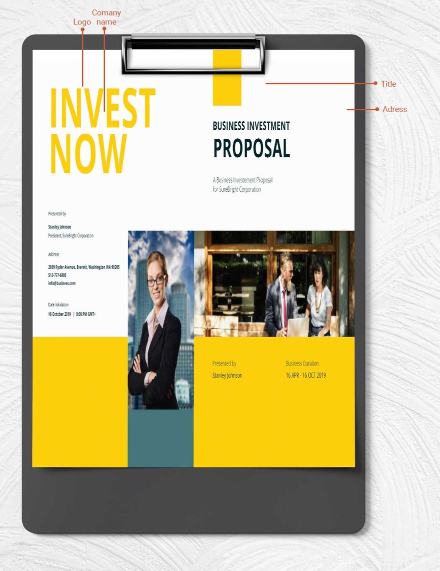 Sample Business Investment Proposal Template