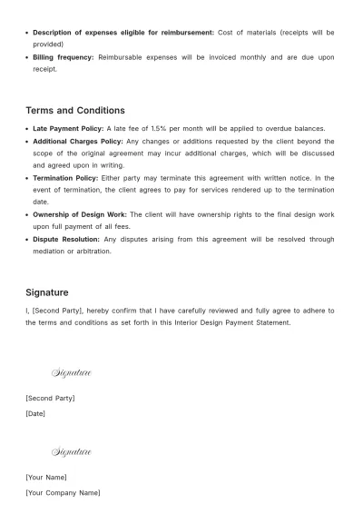 Free Interior Design Payment Statement Template to Edit Online