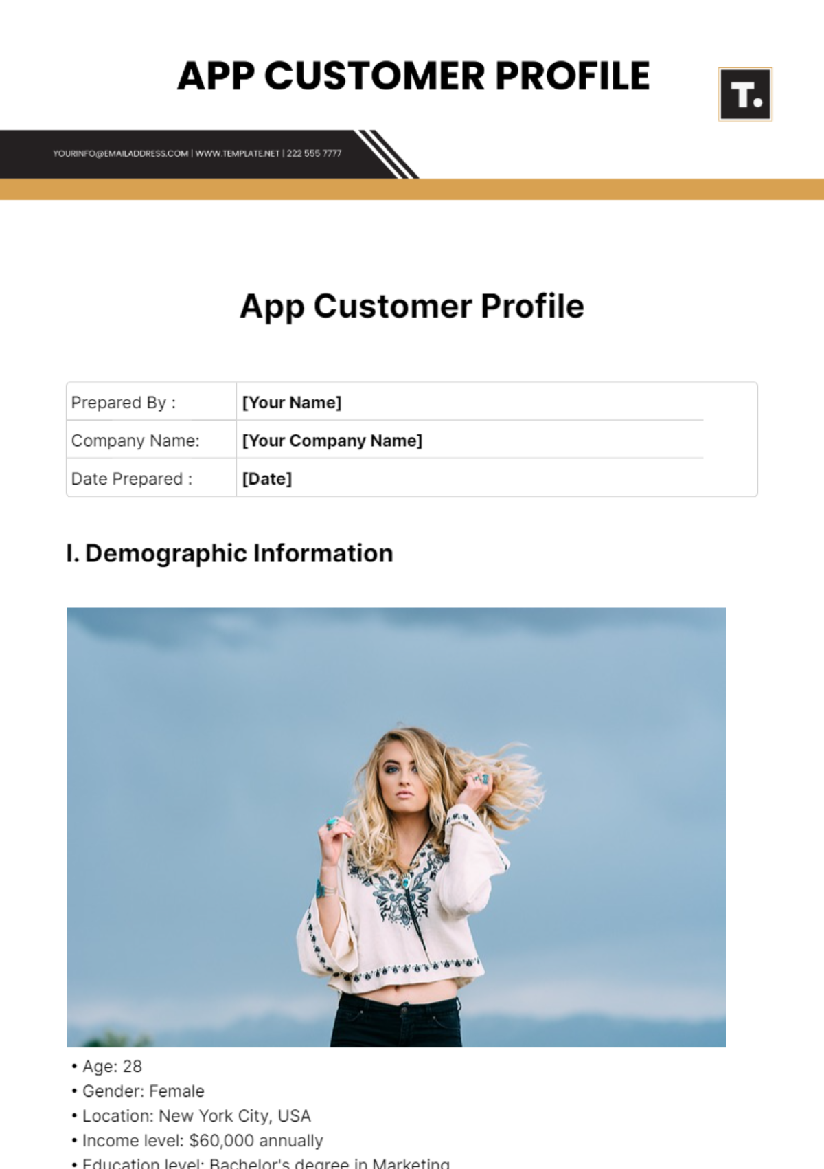 App Customer Profile Template
