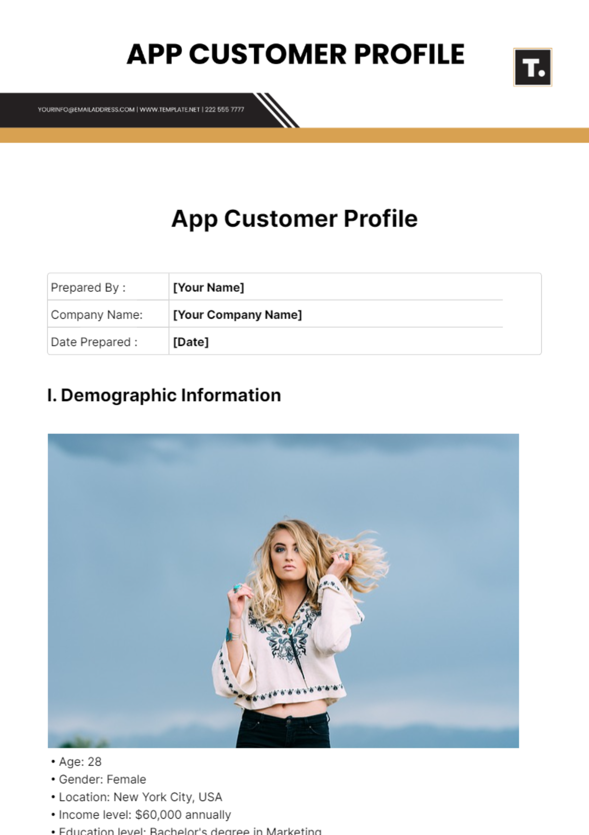 App Customer Profile Template - Edit Online & Download