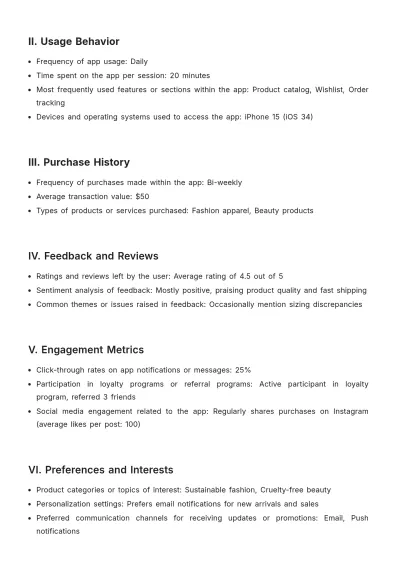 Free App Customer Profile Template to Edit Online