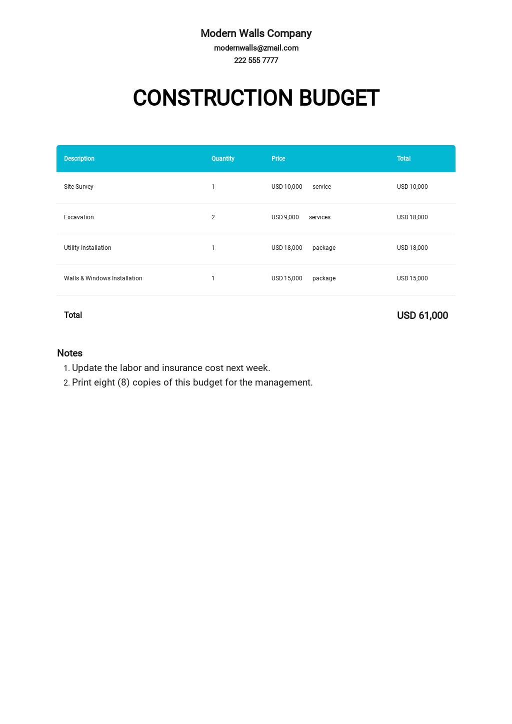 Free Construction Budget Templates 33  Download in Word Excel Pages