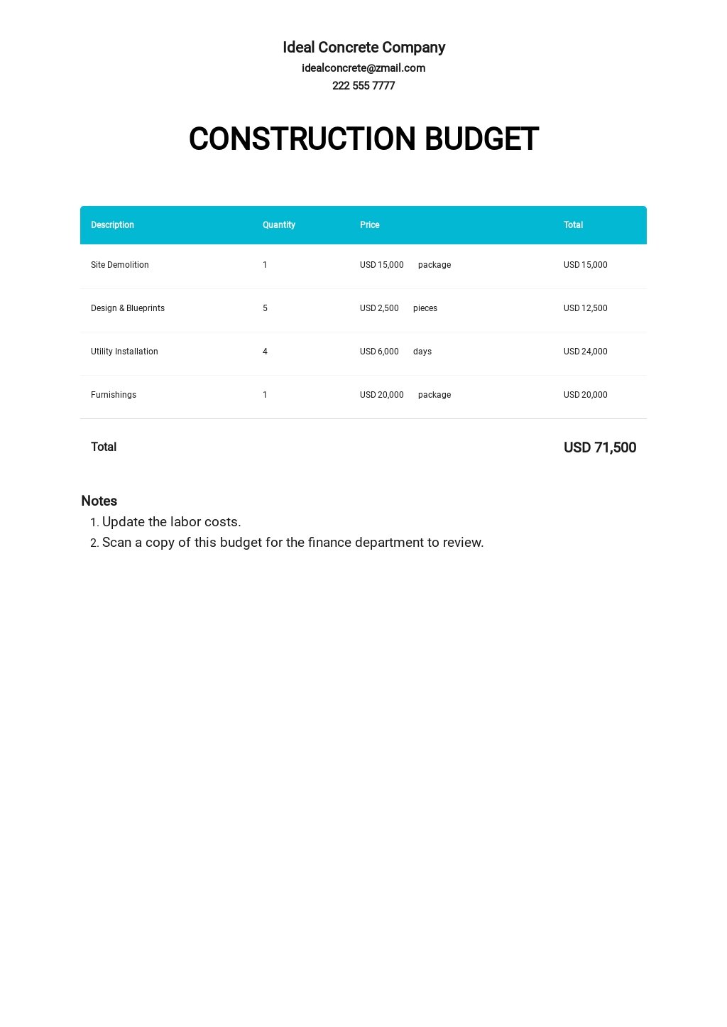 Free Simple Construction Budget Template.jpe