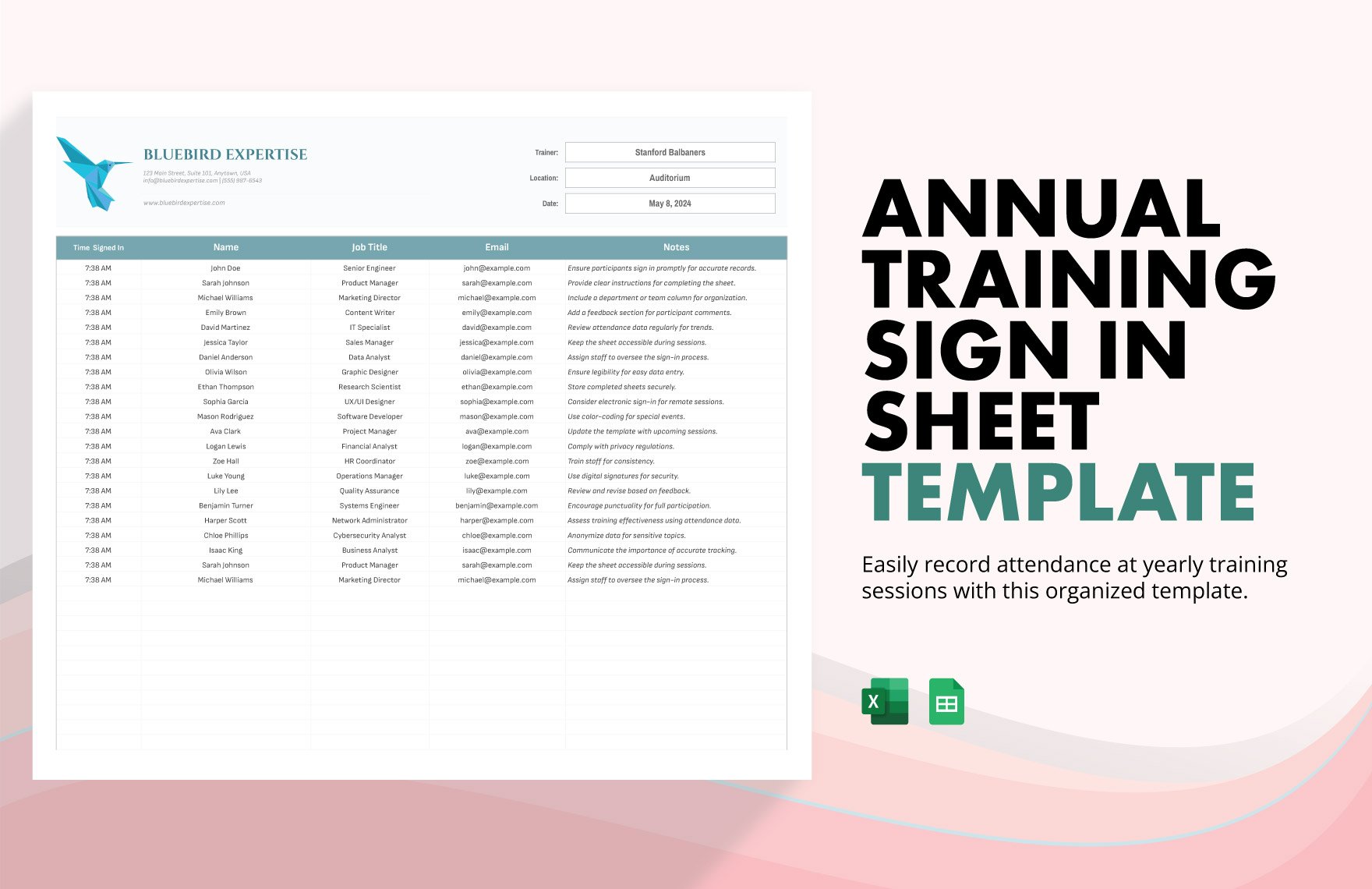 Annual Training Sign in Sheet Template