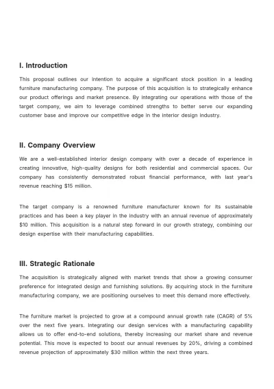 Free Interior Design Stock Purchase Proposal Template to Edit Online