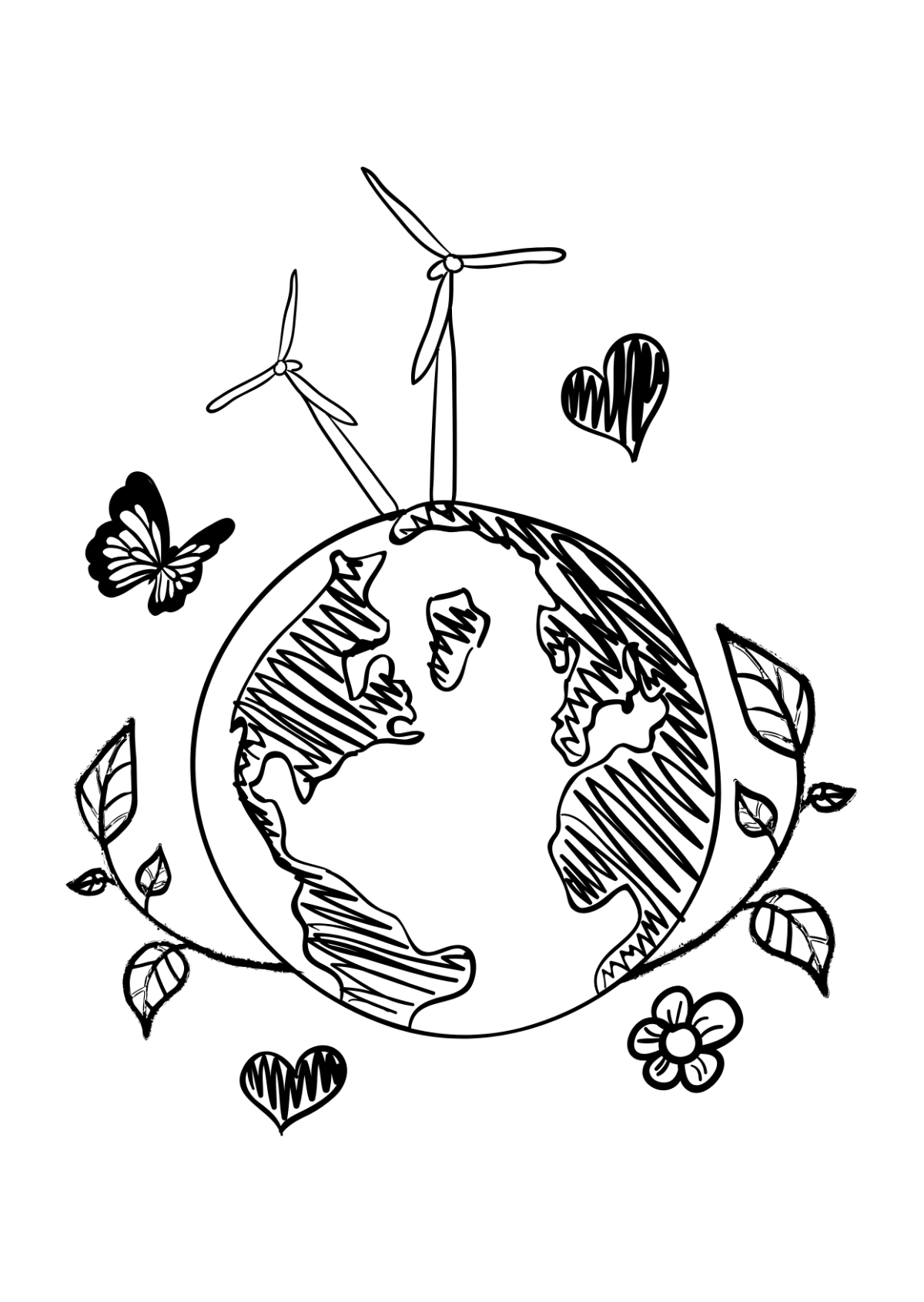 Free Environment Earth Drawing Template