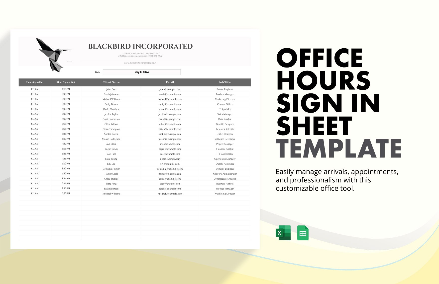 Free Office Hours Sign in Sheet Template