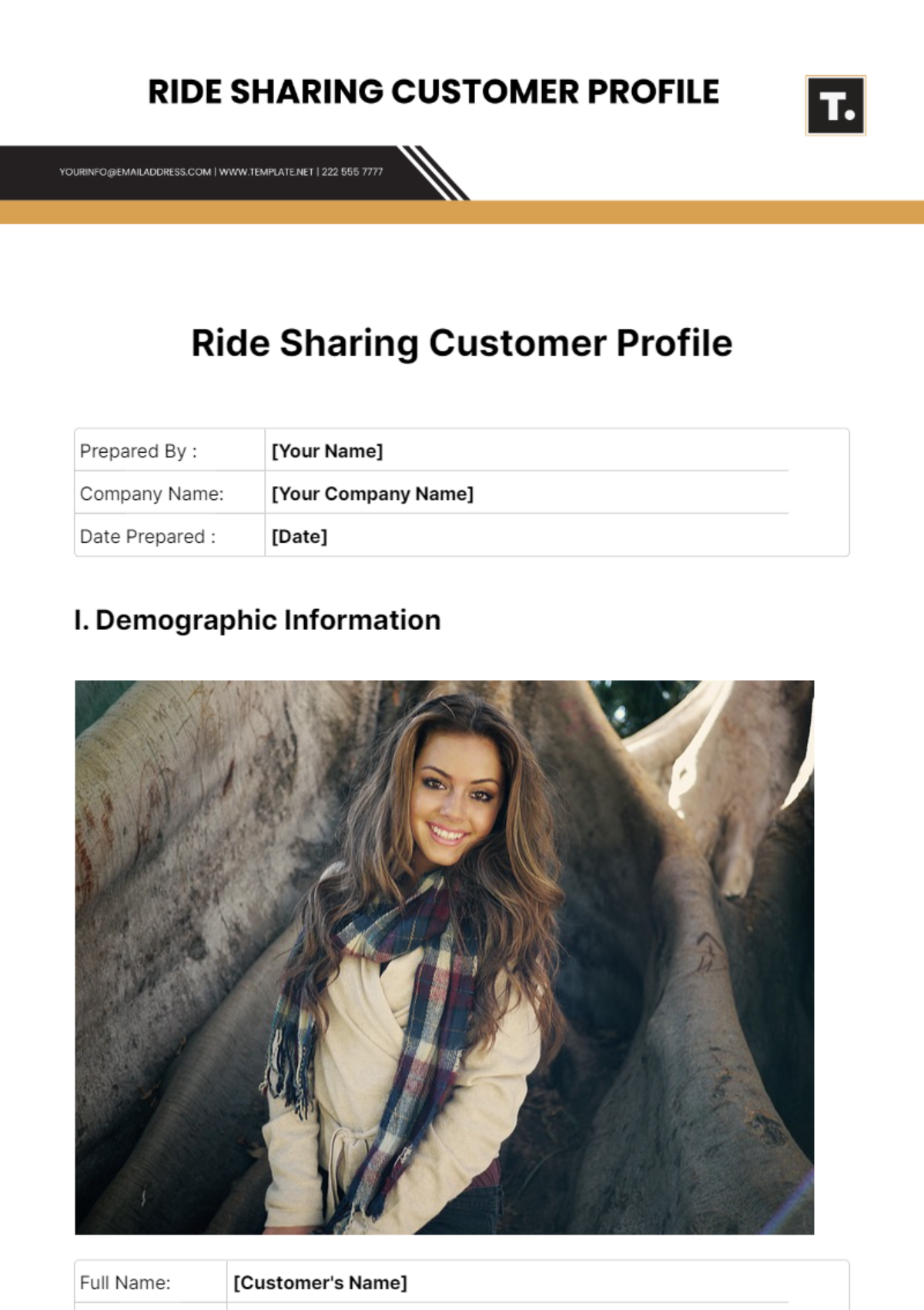 Ride Sharing Customer Profile Template