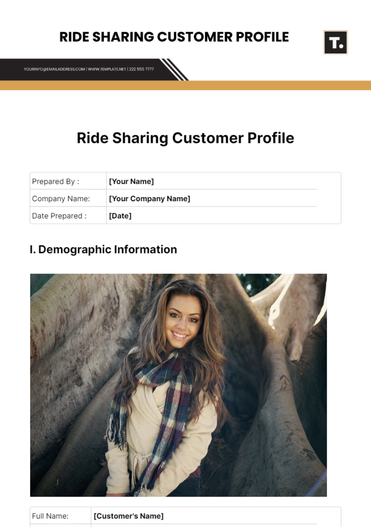 Ride Sharing Customer Profile Template - Edit Online & Download