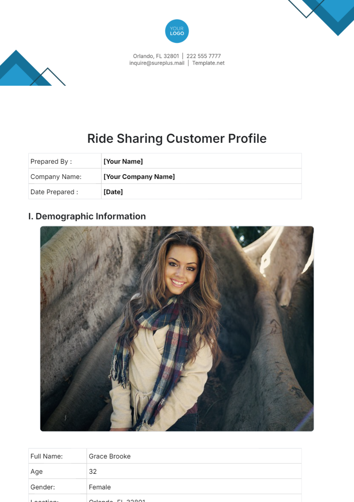 Ride Sharing Customer Profile Template - Edit Online & Download