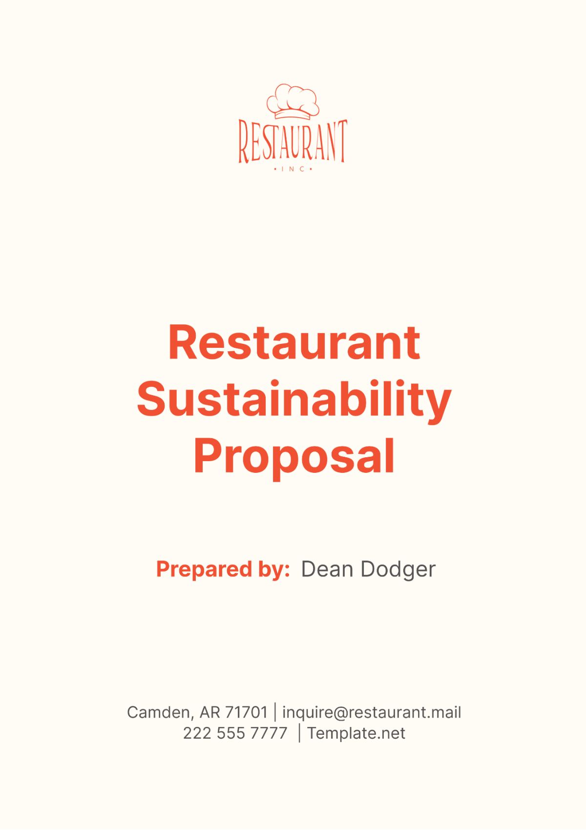 Free Restaurant Sustainability Proposal Template