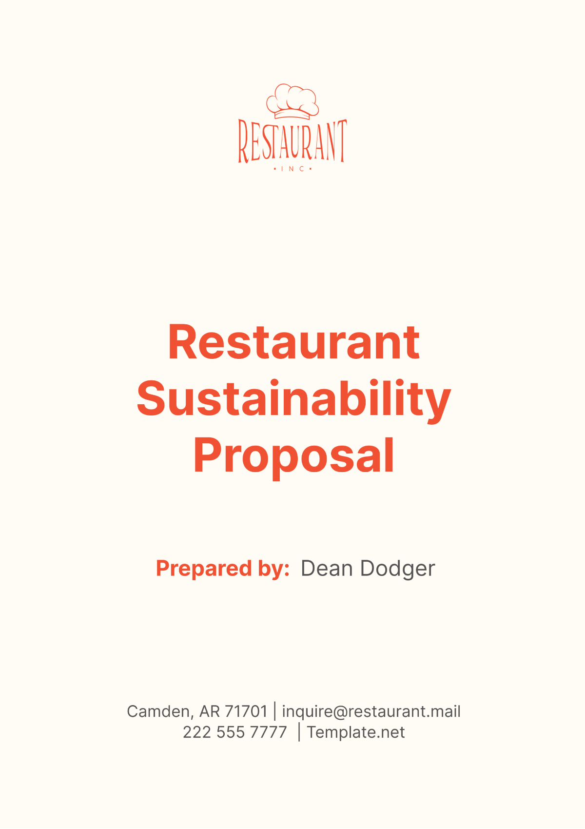 Restaurant Sustainability Proposal Template - Edit Online & Download