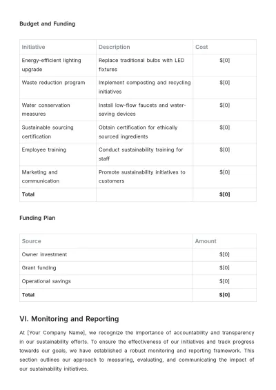 Free Restaurant Sustainability Proposal Template to Edit Online