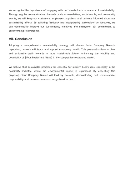 Free Restaurant Sustainability Proposal Template to Edit Online