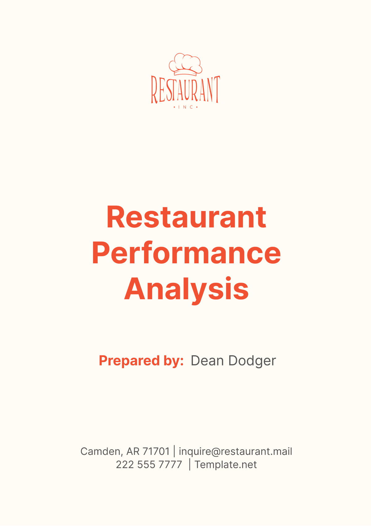 Restaurant Performance Analysis Template - Edit Online & Download