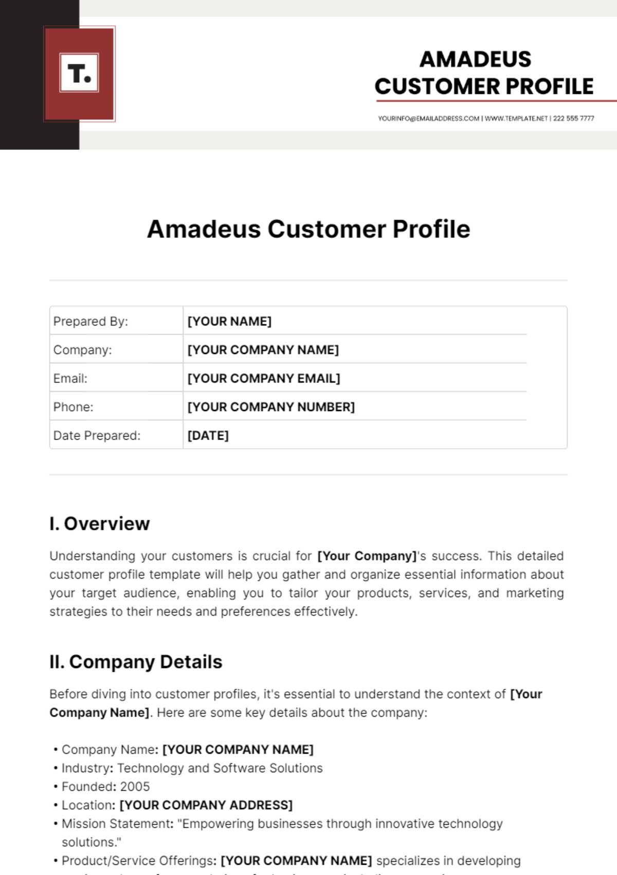 Amadeus Customer Profile Template - Edit Online & Download