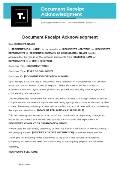 Free Document Receipt Acknowledgment Template & AI Receipt Maker