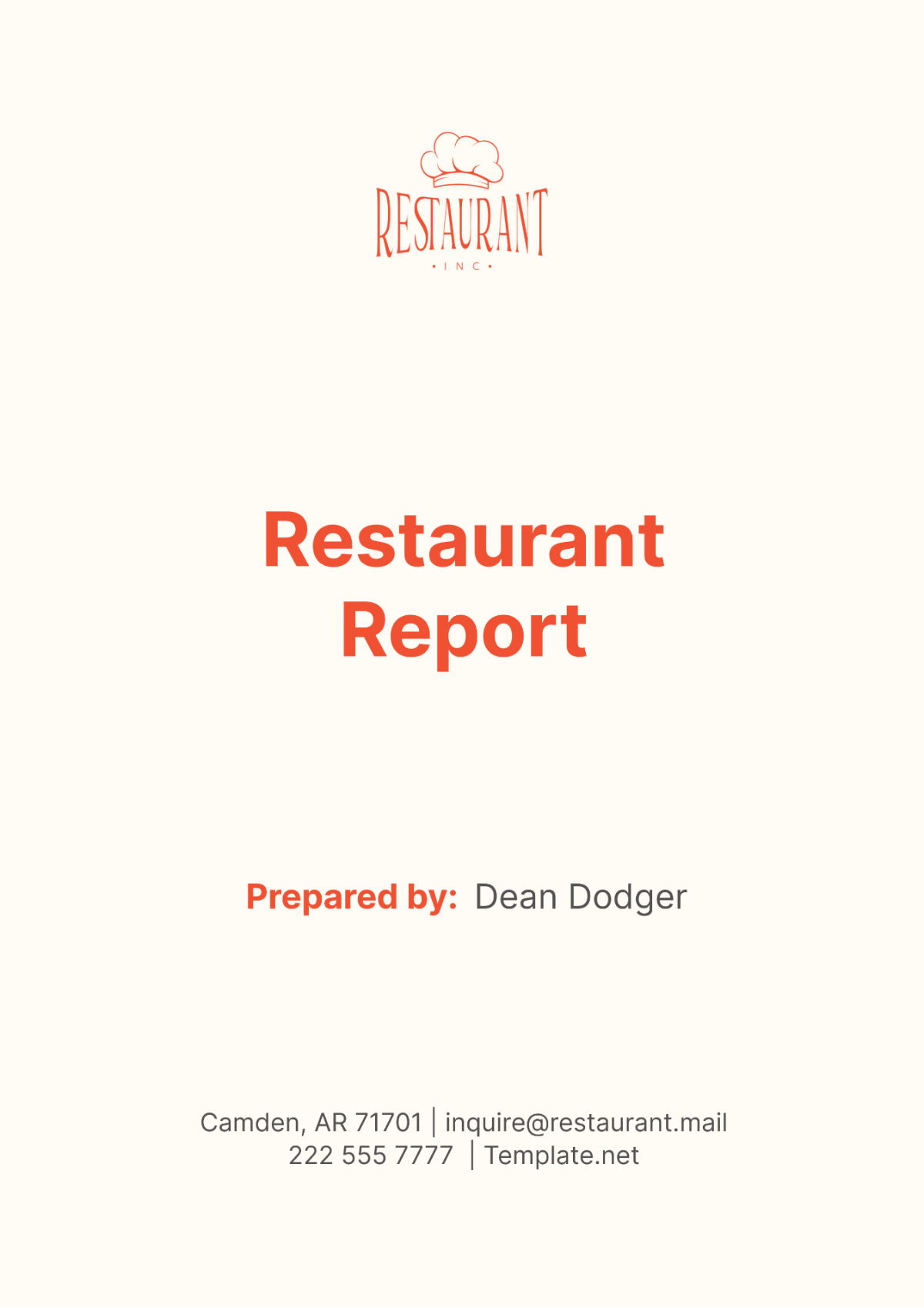 Restaurant Report Template