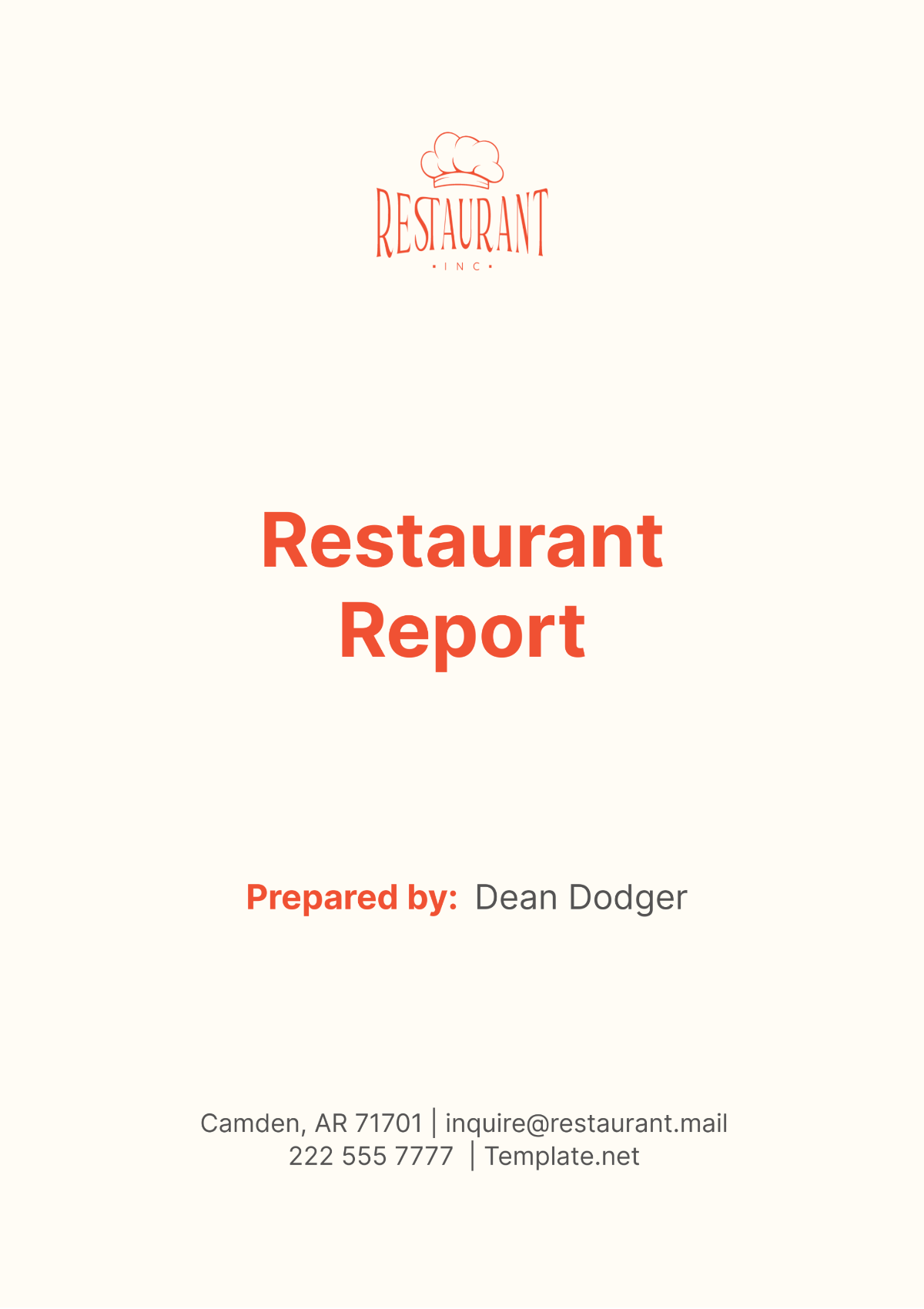 Restaurant Report Template - Edit Online & Download