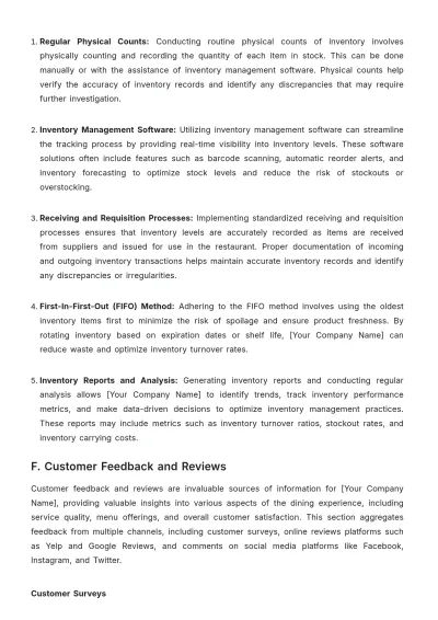 Free Restaurant Report Template to Edit Online