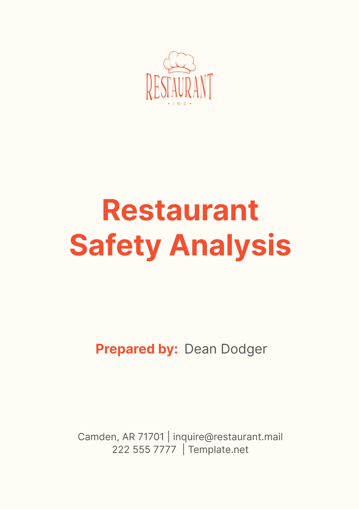 Restaurant Safety Analysis Template - Edit Online & Download