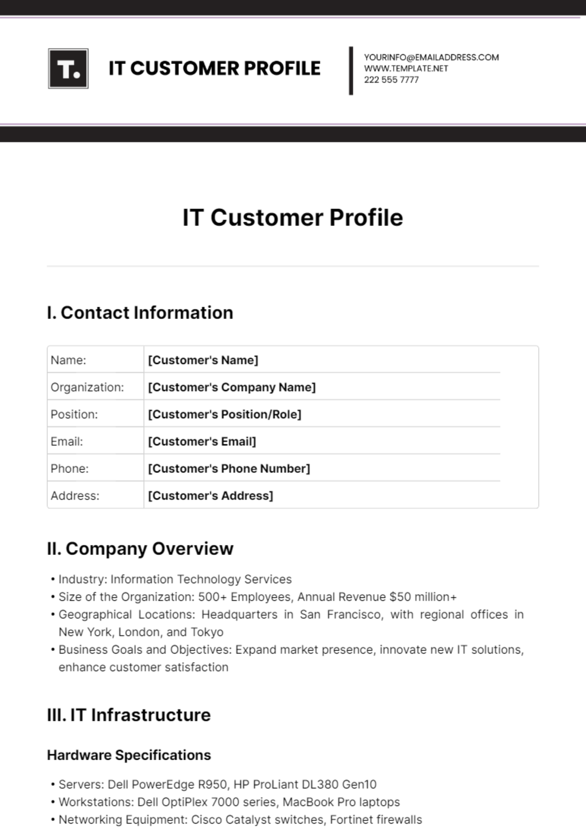 IT Customer Profile Template