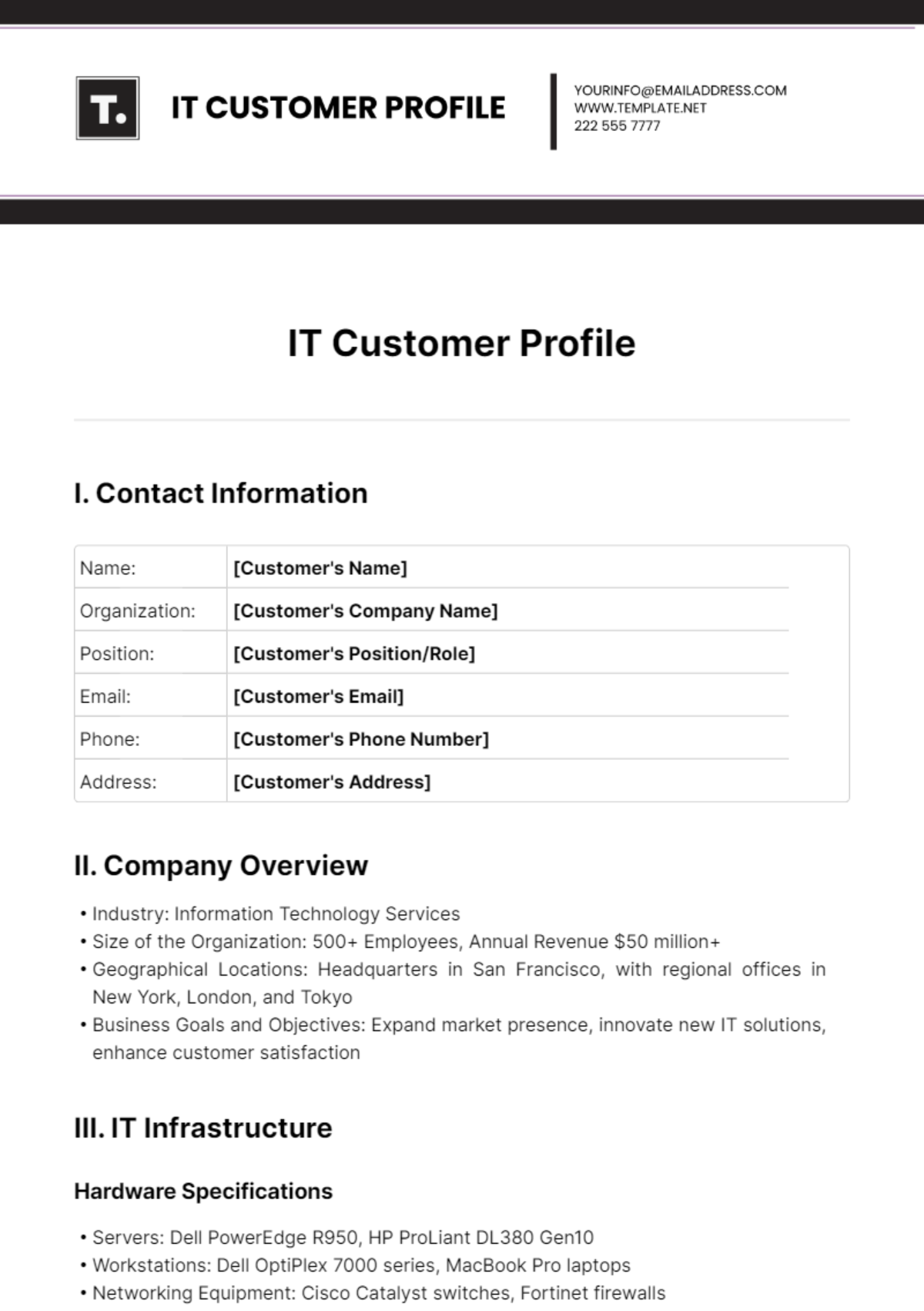 IT Customer Profile Template - Edit Online & Download