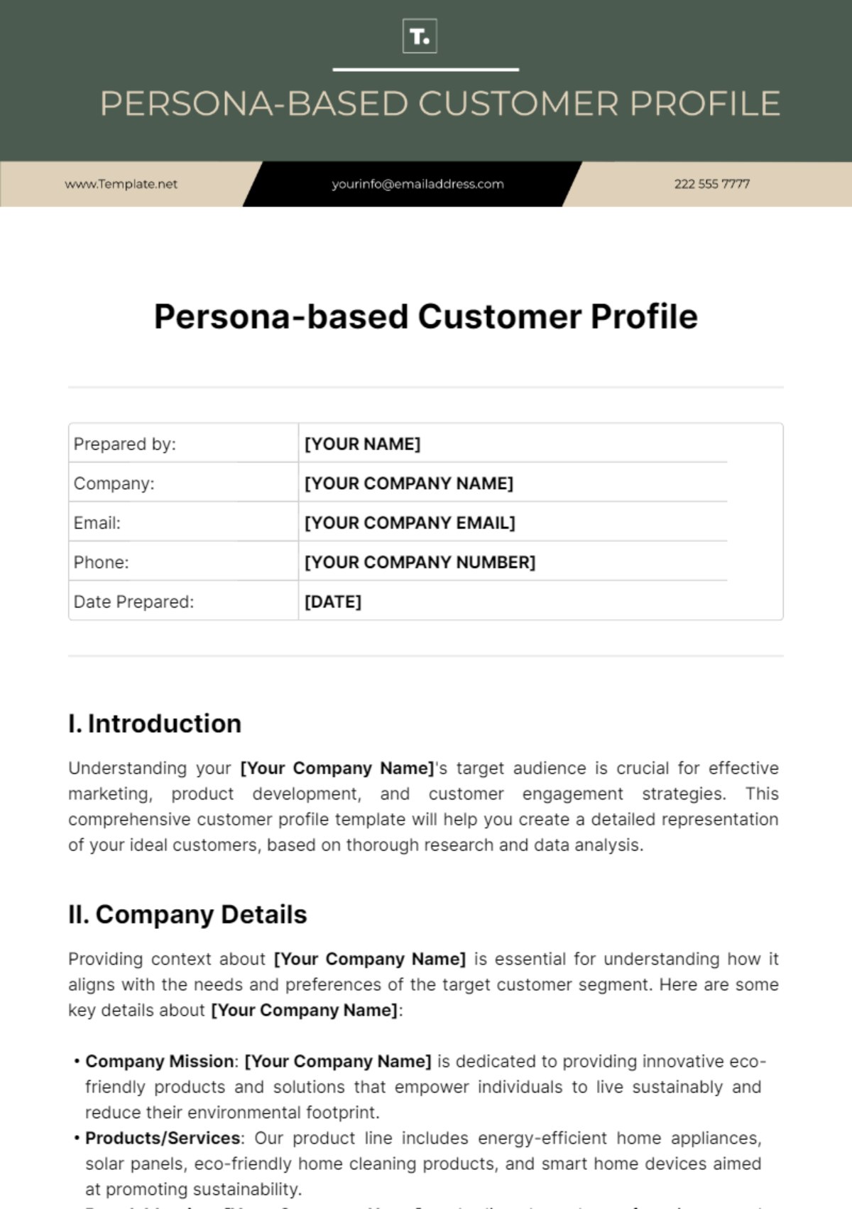 Persona-based Customer Profile Template - Edit Online & Download