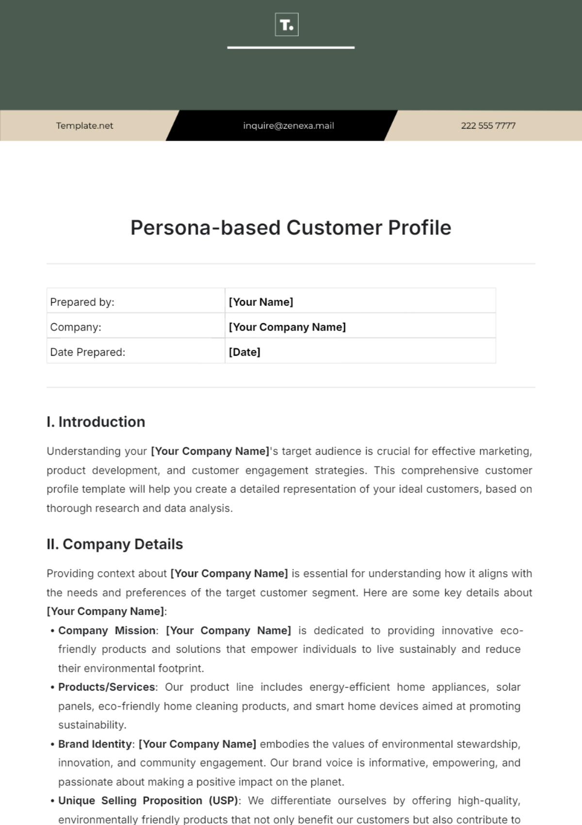 Persona-based Customer Profile Template - Edit Online & Download