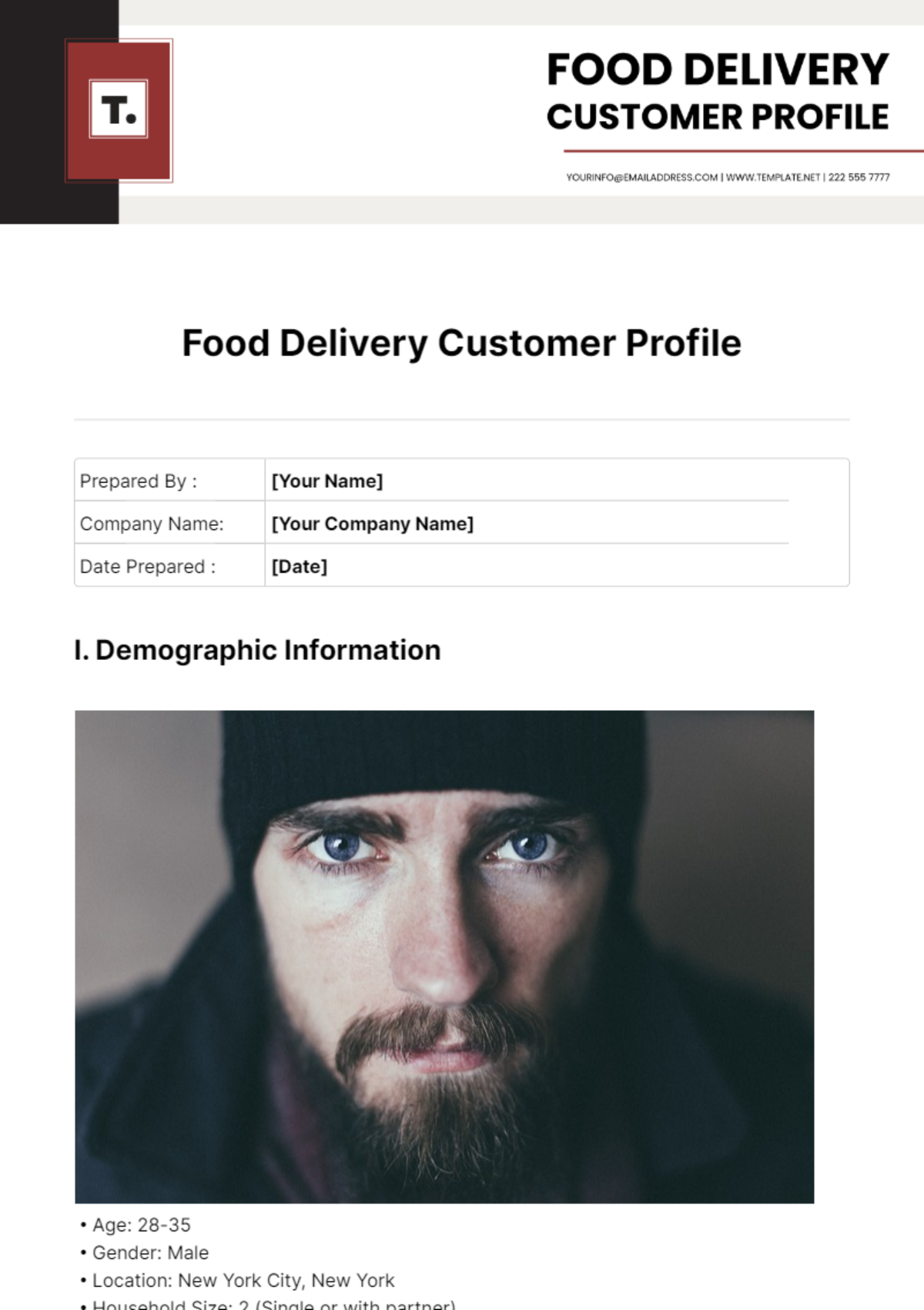 Food Delivery Customer Profile Template