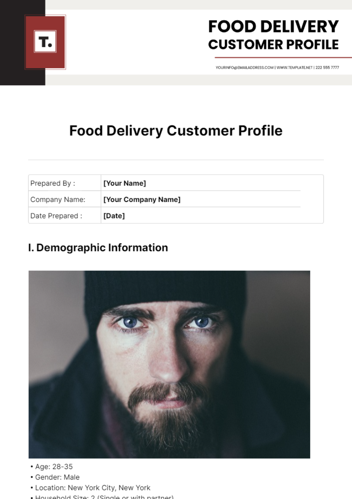 Food Delivery Customer Profile Template - Edit Online & Download