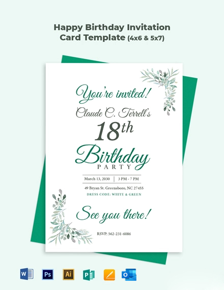 Happy Birthday Invitation Card Template 