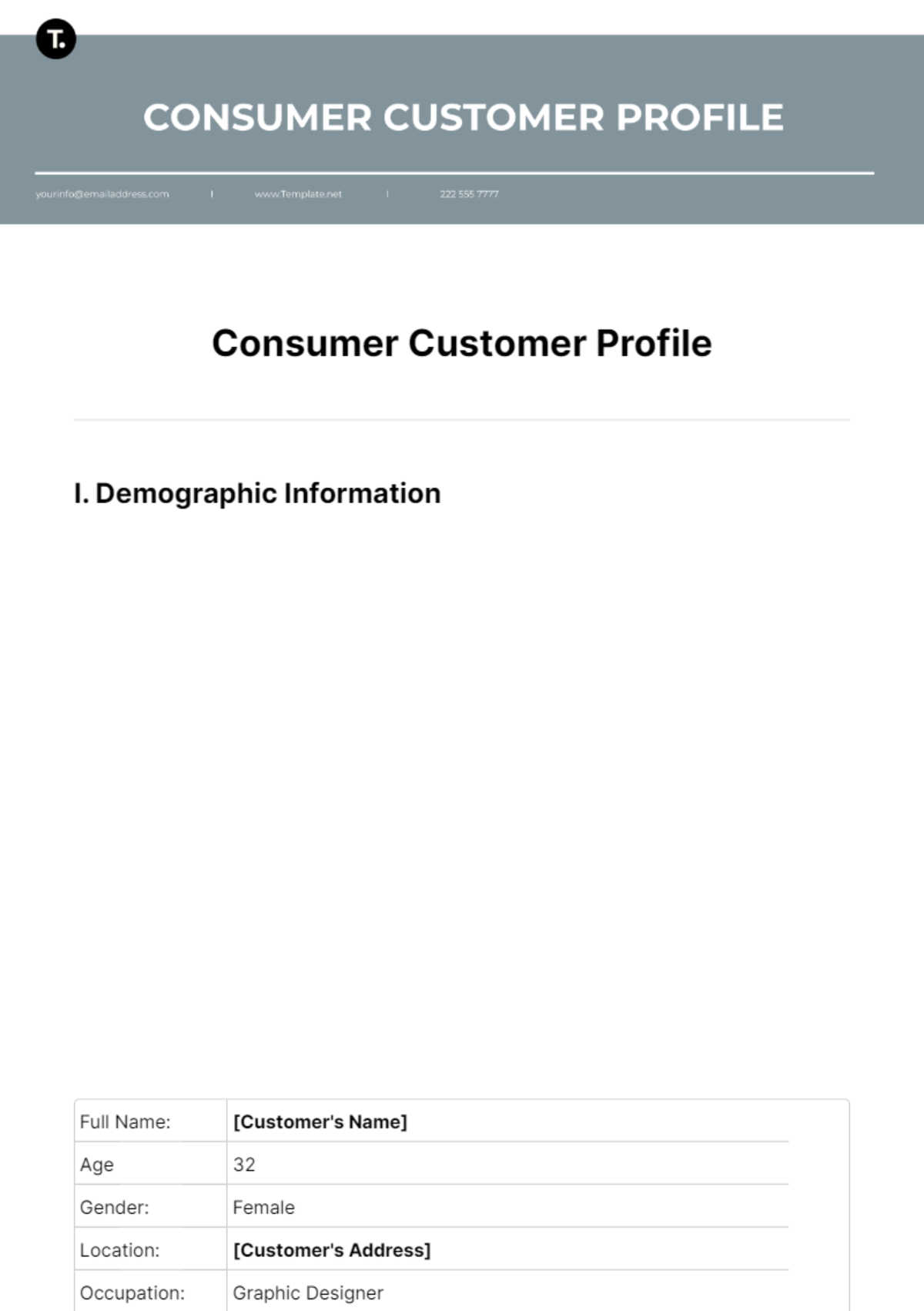 Consumer Customer Profile Template