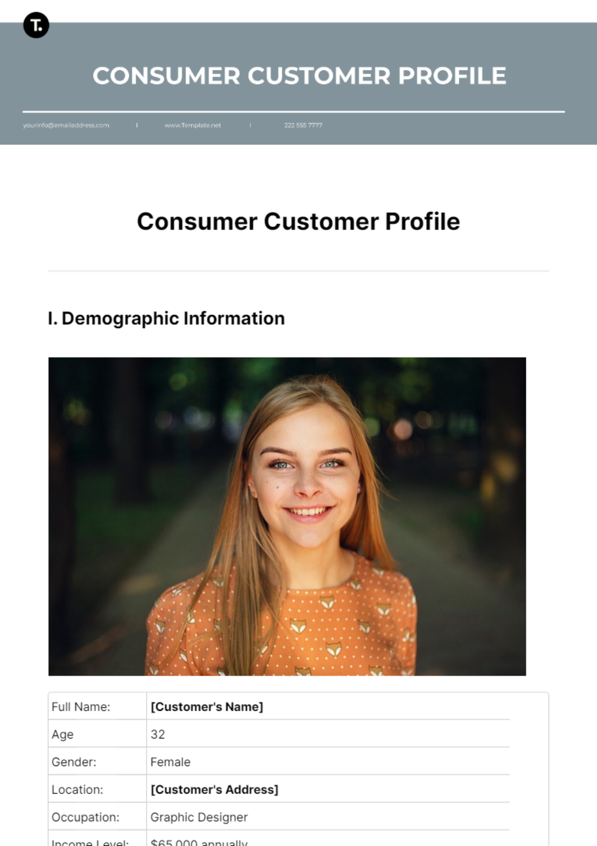 Consumer Customer Profile Template - Edit Online & Download