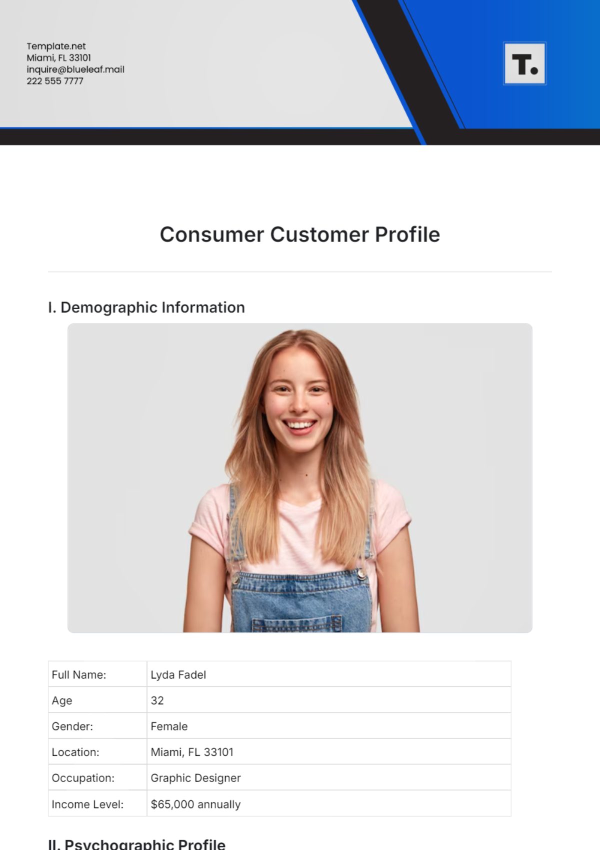 Free Consumer Customer Profile Template